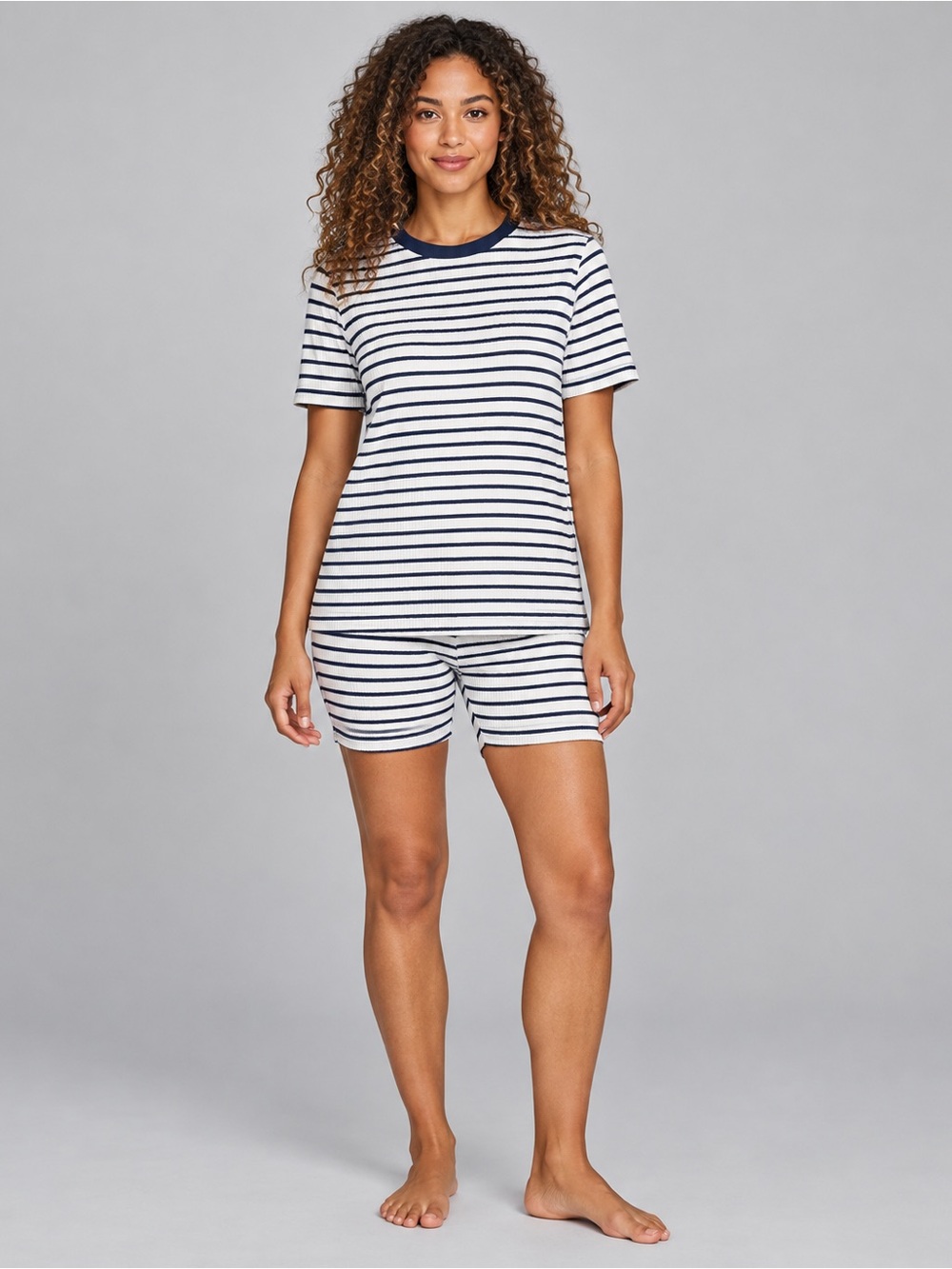 LOFT Navy & White Striped Short Sleeve Sleep Set